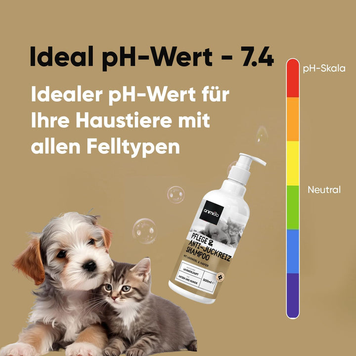 animigo Pflege & Anti-Juckreiz Shampoo - Für Haut, Fellpflege, Juckreiz - 500ml Hunde & Katzenshampo