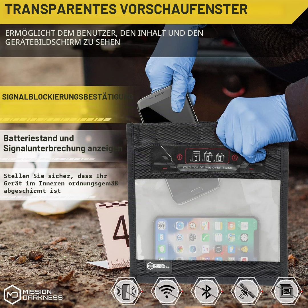 Mission Darkness NeoLok Faraday-Tasche mit Fenster für Telefone (+ sicherer Magnetverschluss und tra