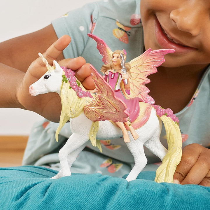 schleich BAYALA 70568 Fee Feya und Einhorn Pegasus Spielset, Magisches Fantasie Einhorn mit Flügel u