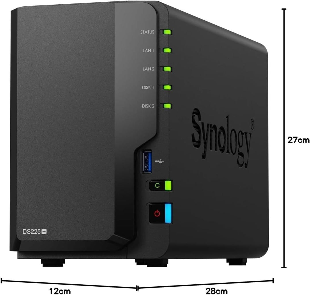 Synology DS225+ 2-Bay Diskstation NAS (Intel Celeron J4125 4-Core 2.0 GHz 2GB DDR4 RAM 2xRJ-45 1GbE