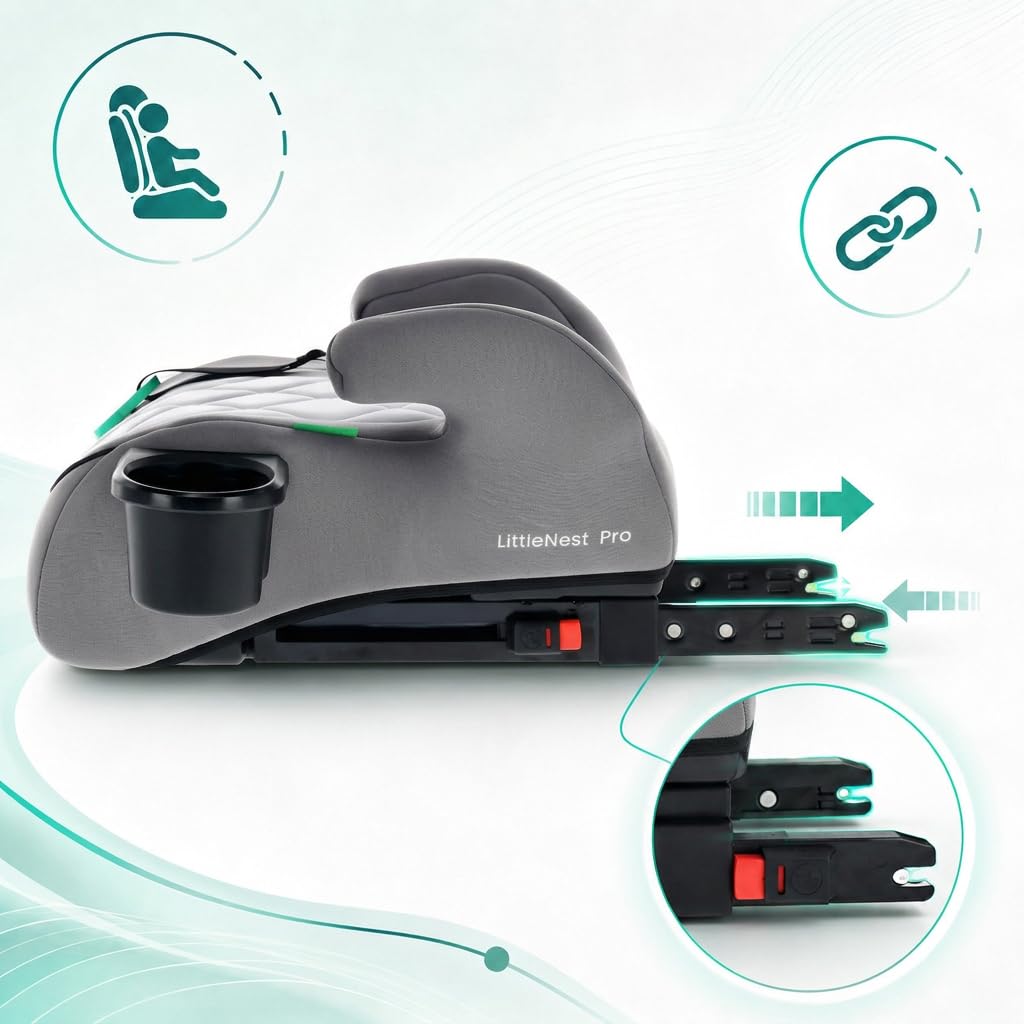 SUN BABY LITTLENEST PRO ISOFIX Sitzerhöhung 125-150 cm i-Size R129 - Grau, Grau