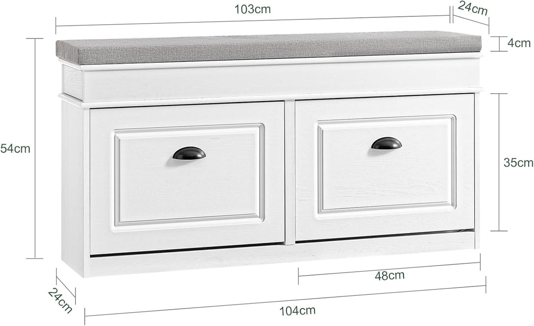 SoBuy Schuhbank mit Sitzfläche und 2 Klappen, schmaler Schuhschrank mit Sitzbank & Schuhregal platzs