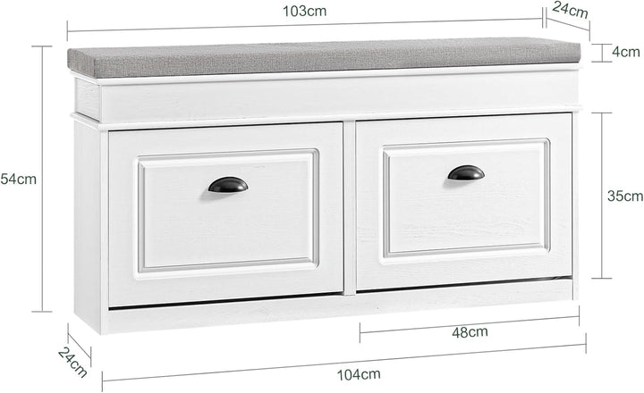 SoBuy Schuhbank mit Sitzfläche und 2 Klappen, schmaler Schuhschrank mit Sitzbank & Schuhregal platzs