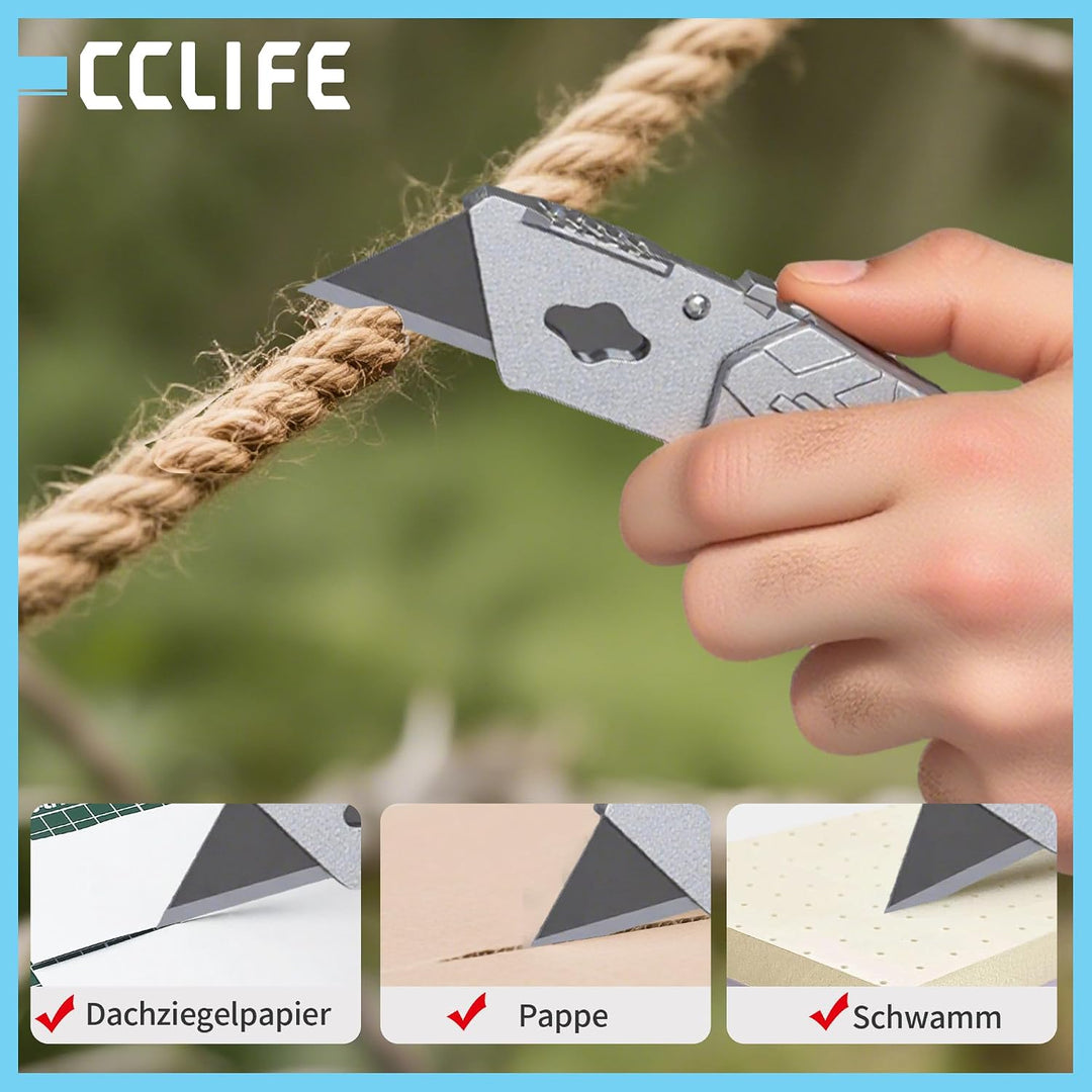 CCLIFE Cuttermesser Massband Set 7-teilig Aluminium Werkzeugset | 3 Aluminium-Cuttermesser Set für H