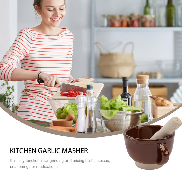 YARNOW Multifunktions-Kräuter-Molcajete-Gadgets Stössel Pfeffer Porzellan Keramik Lebensmittel Mörse