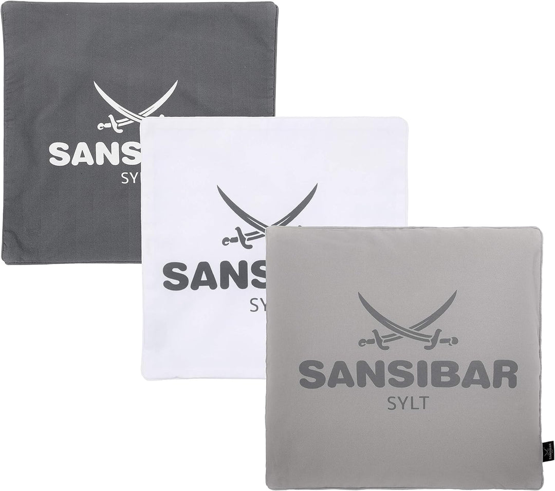 Sansibar Kissen Zierkissen Dekokissen Sofakissen 100% Baumwolle (Bezug - 45x45 cm - 2er-Set, Weiss/A