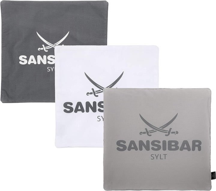 Sansibar Kissen Zierkissen Dekokissen Sofakissen 100% Baumwolle (Bezug - 45x45 cm - 2er-Set, Weiss/A