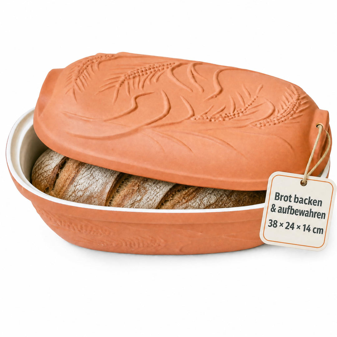 Brottopf Terrakotta TerraStone mit weisser Innenglasur Brot backen Rezepte
