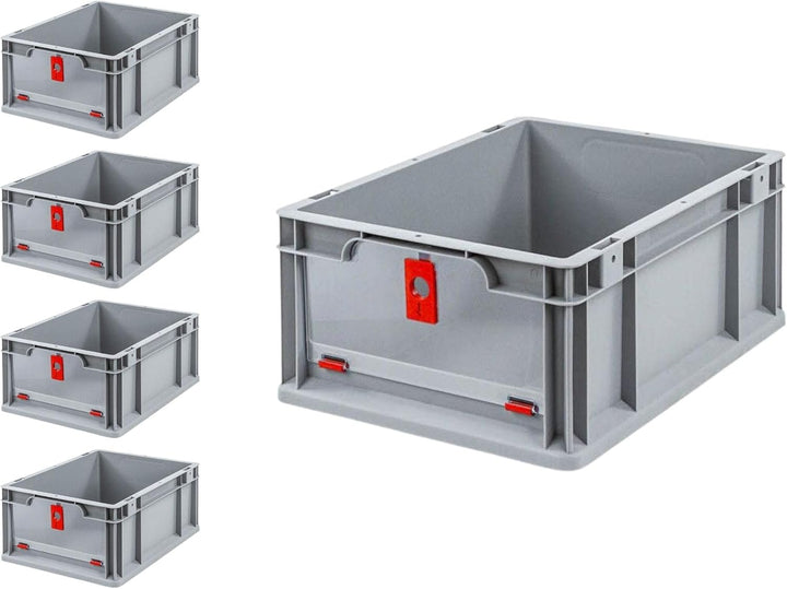 SparSet 5x Eurobox NextGen Insight Cover | HxBxT 17x30x40 | 16 Liter | Niedrig/Rot | Eurobehälter, T
