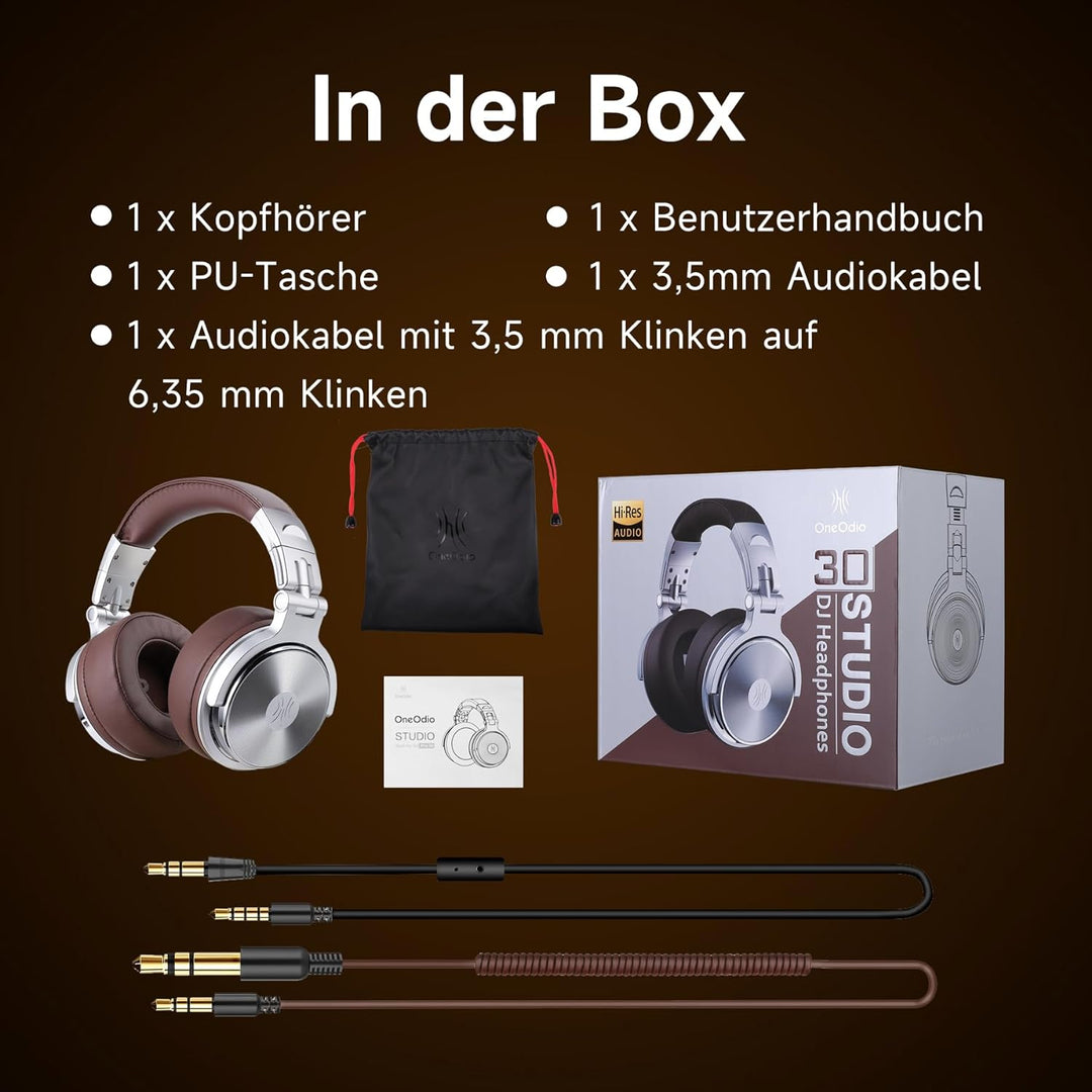 OneOdio Over Ear Kopfhörer Geschlossene Studiokopfhörer mit Kabel, Mikrofon,Share Port, Protein-Lede