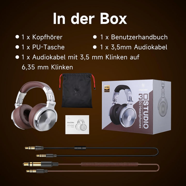 OneOdio Over Ear Kopfhörer Geschlossene Studiokopfhörer mit Kabel, Mikrofon,Share Port, Protein-Lede