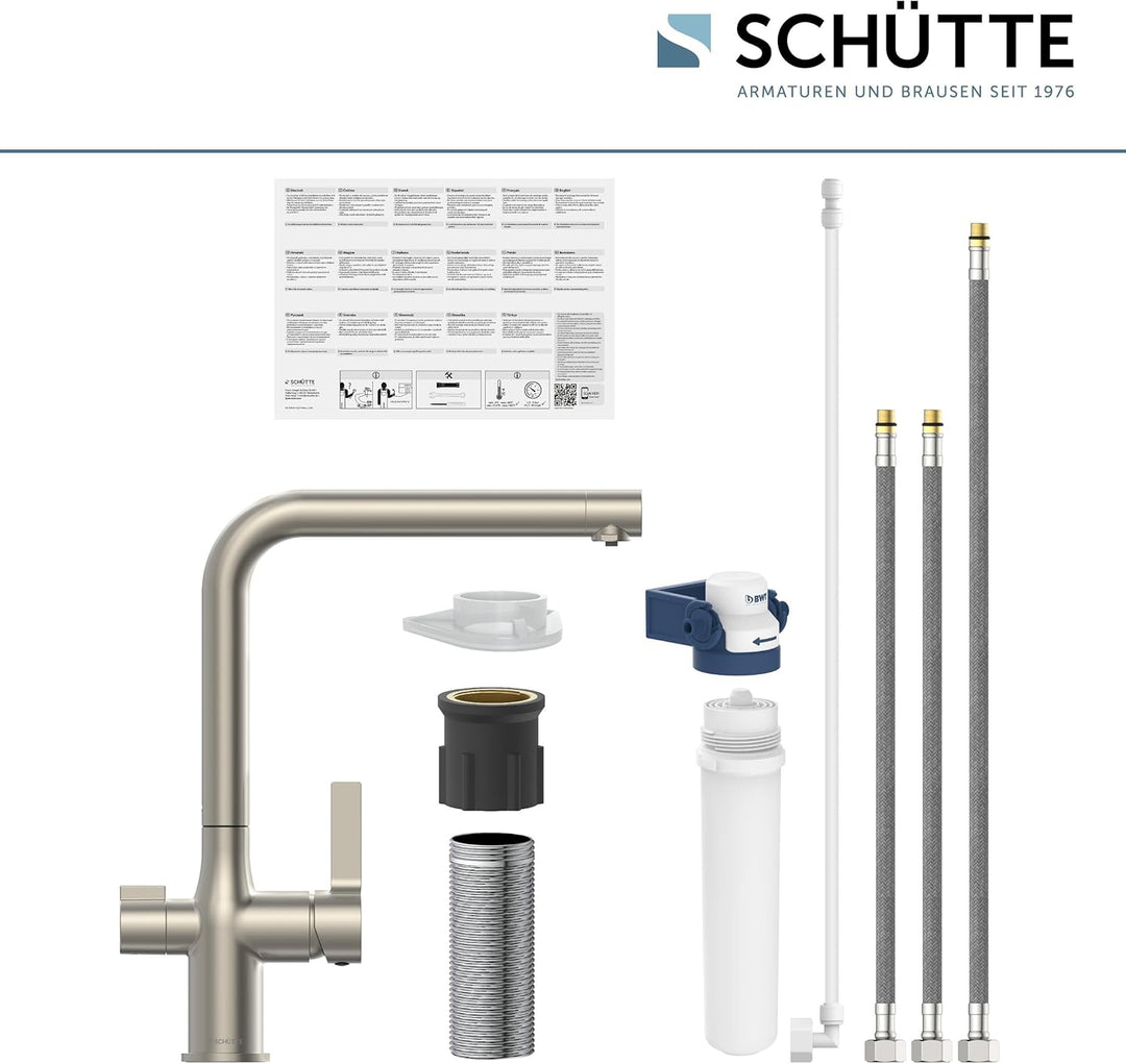 SCHÜTTE 99805 AQUASTAR PRO Trinkwasser-Spültischarmatur mit Filtersystem, 3 Wege Küchenarmatur, Küch