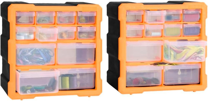 Myheimly Multi-Schubladen-Organizer 2 Stk. 12 Schubladen 26,5x16x26 cm Orange und Schwarz 12 Schubla