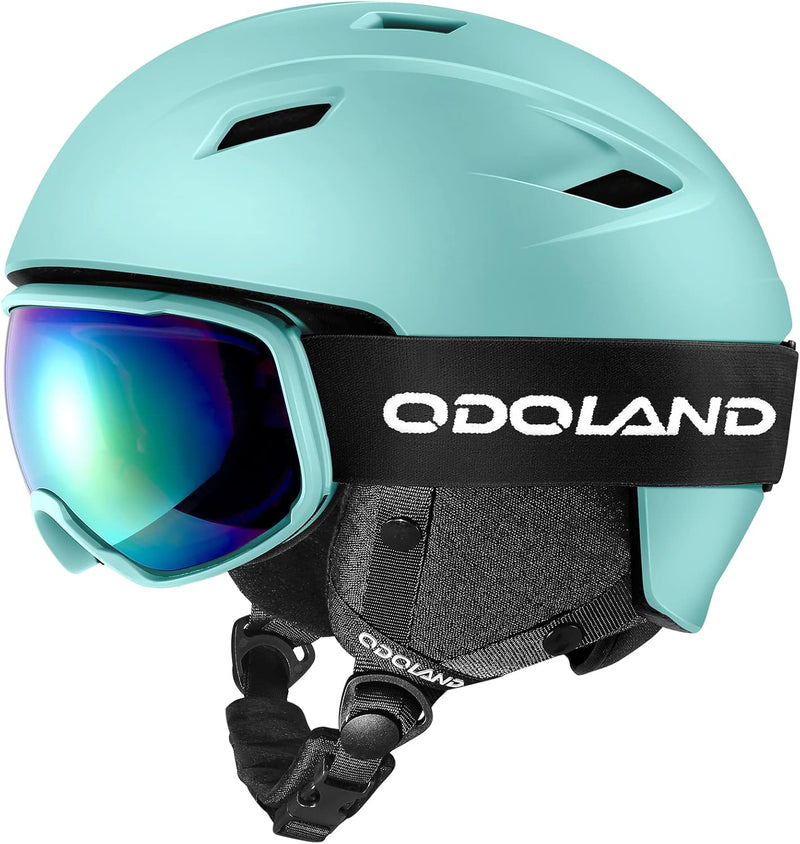 Odoland Skihelm und Skibrille Set Snowboardhelm mit Snowboardbrille für Damen und Herren Ski Goggles