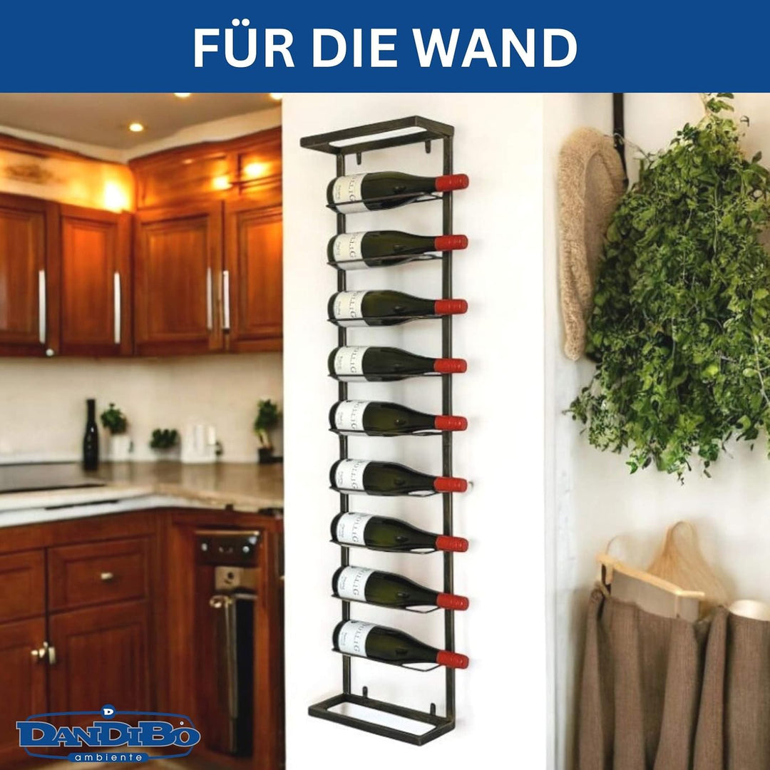 DanDiBo Weinregal Wand Metall Schwarz 240403 Flaschenregal Schmal Wandmontage Wine Rack Weinflaschen