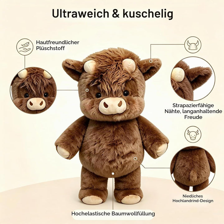 Running Cow Plush 45cm, Kuh Kuscheltier, Laufendes Kalb Plüschtier, Wildschwein Stofftier, Cartoon S