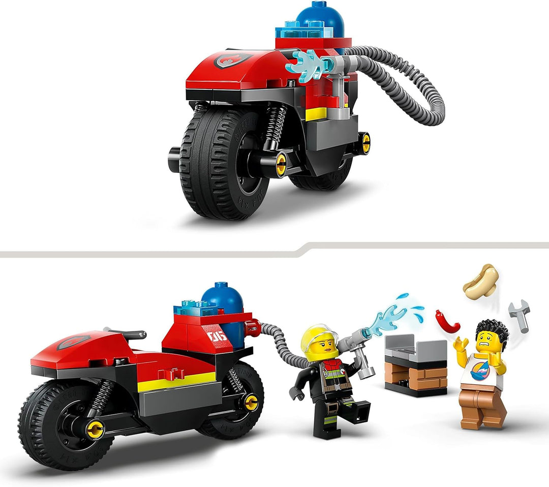 LEGO City Feuerwehrmotorrad, Feuerwehr-Spielzeug für Kinder ab 4 Jahren mit Motorrad und 2 Minifigur