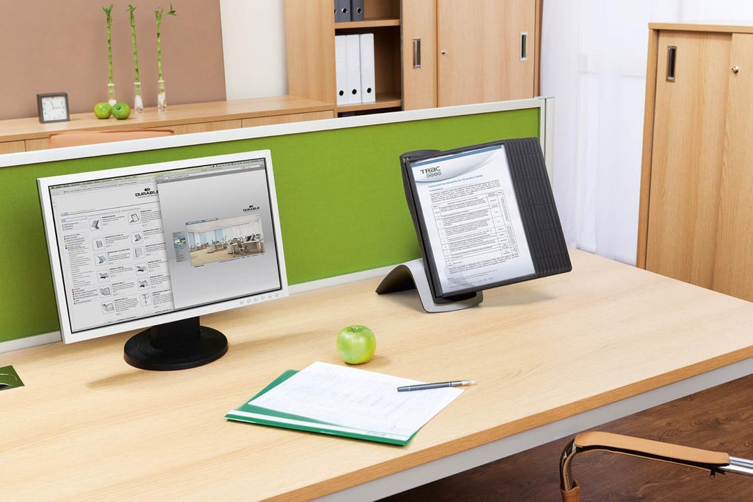 Durable Tisch-Sichttafelsystem Sherpa Style Table 10, mit 10 Sichttafeln A4, schwarz, 585501, Tisch