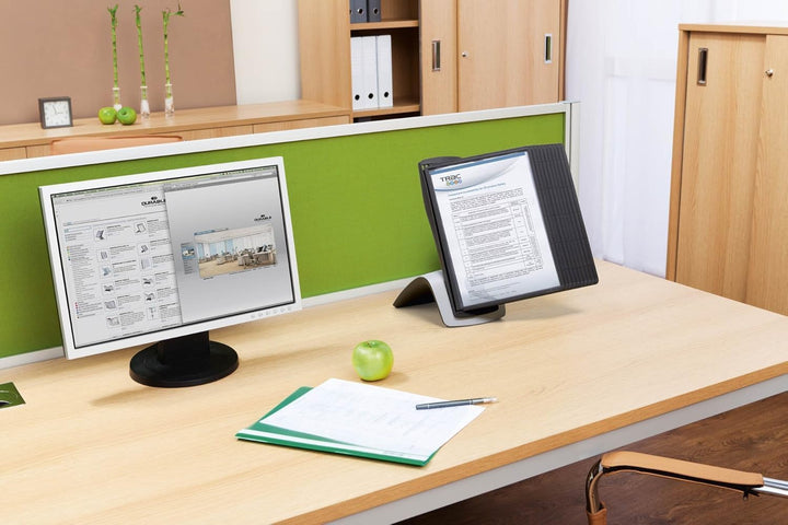Durable Tisch-Sichttafelsystem Sherpa Style Table 10, mit 10 Sichttafeln A4, schwarz, 585501, Tisch