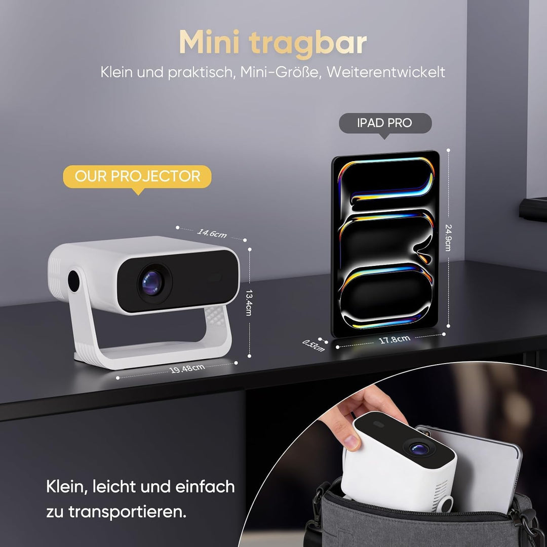 2026 Neuer Smart Mini Beamer Integrierte APP, Android 14, Full HD 1080P, unterstützt 4K-Decodierung,
