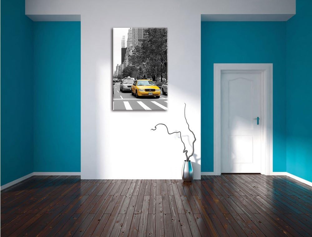 Pixxprint Taxis in New York Schwarz-Weiss als Leinwandbild/Grösse: 100x70 / Wandbild/Kunstdruck/fert