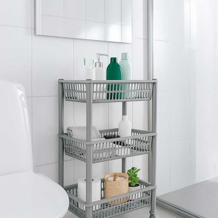 Plast Team Öko Trolley mit 3 Körben, Silber, One Size Einheitsgrösse Silber, Einheitsgröße