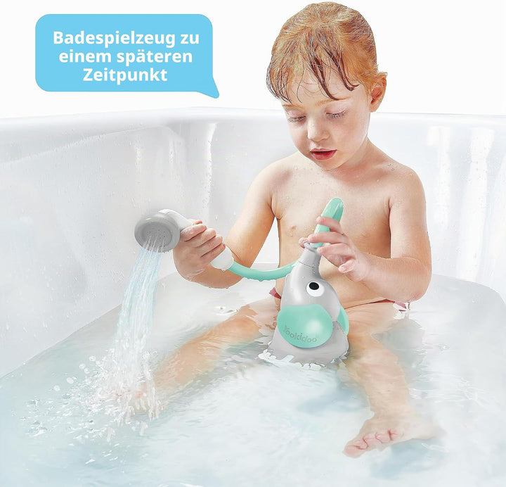 Yookidoo Duschkopf für Baby-Badewanne, Elefant, Wasserpumpe mit Rumpfauslauf – Kontrolle des Wasserf