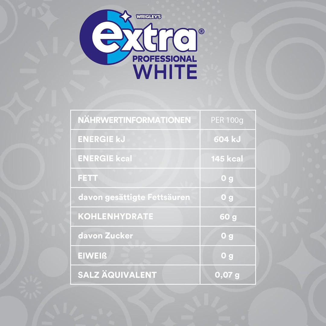 Extra Professional White, Zuckerfreier Kaugummi, Packung mit 150x2 Dragees, 300 Kaugummis insgesamt