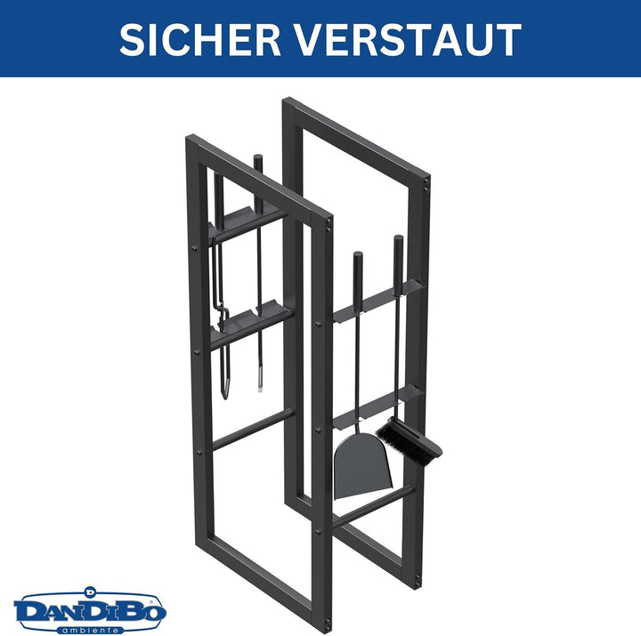 DanDiBo Kaminholzregal Innen Metall mit Besteck 96601 Brennholzregal Holzaufbewahrung Kaminholzständ
