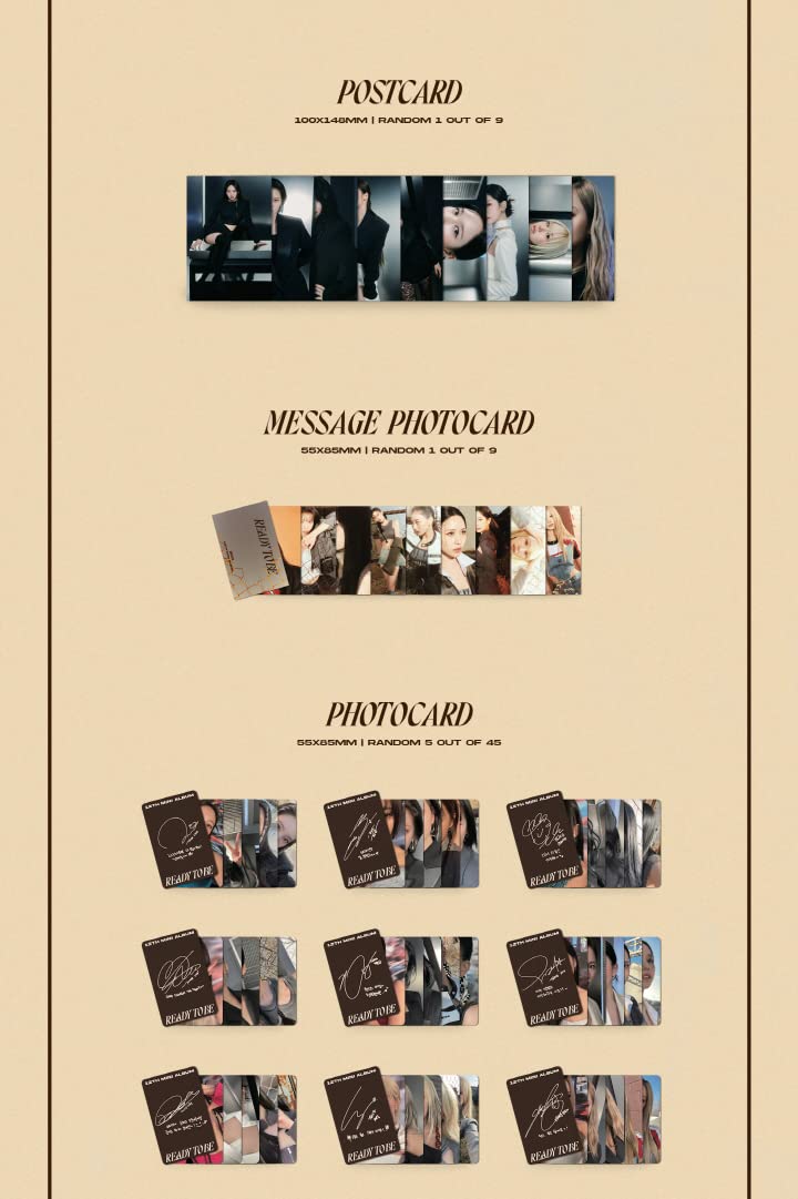 TWICE READY TO BE 12th Mini Album CD+POB+Folding poster on pack+Photobook+Postcard+Message photocard