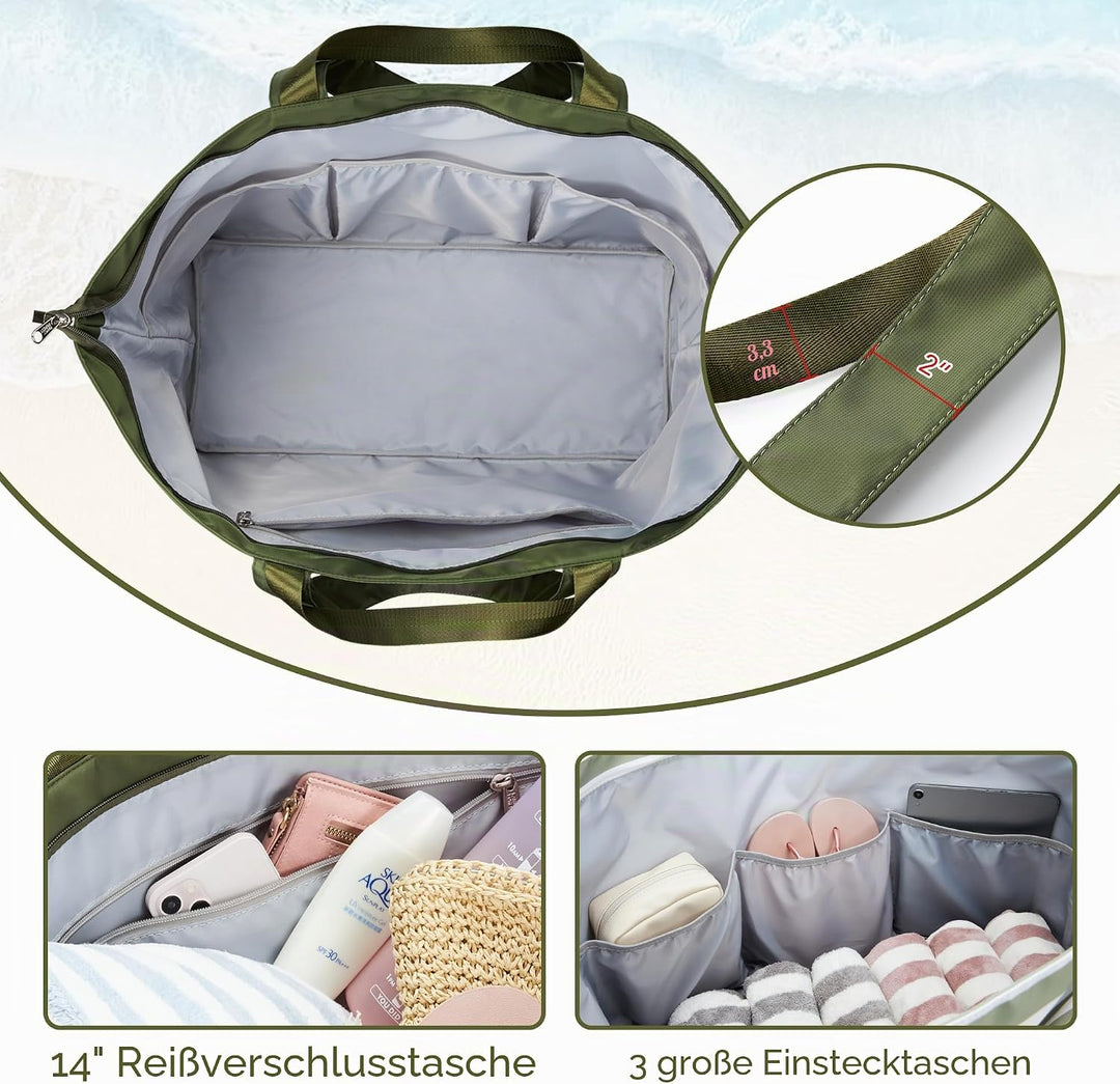 KALIDI Faltbare Shopper Reisetasche Strandtasche XXL,60L Extra grosse Holdall Weekender Gym Tasche m