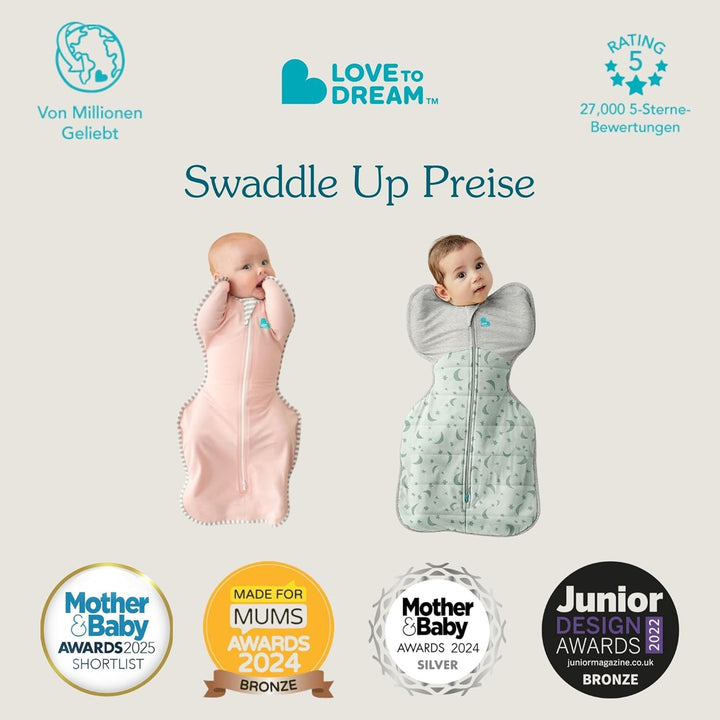 Love To Dream Pucksack Lite, Baby Erstausstattung Small (3,5-6 kg), ideal für warme Temperaturen 24-