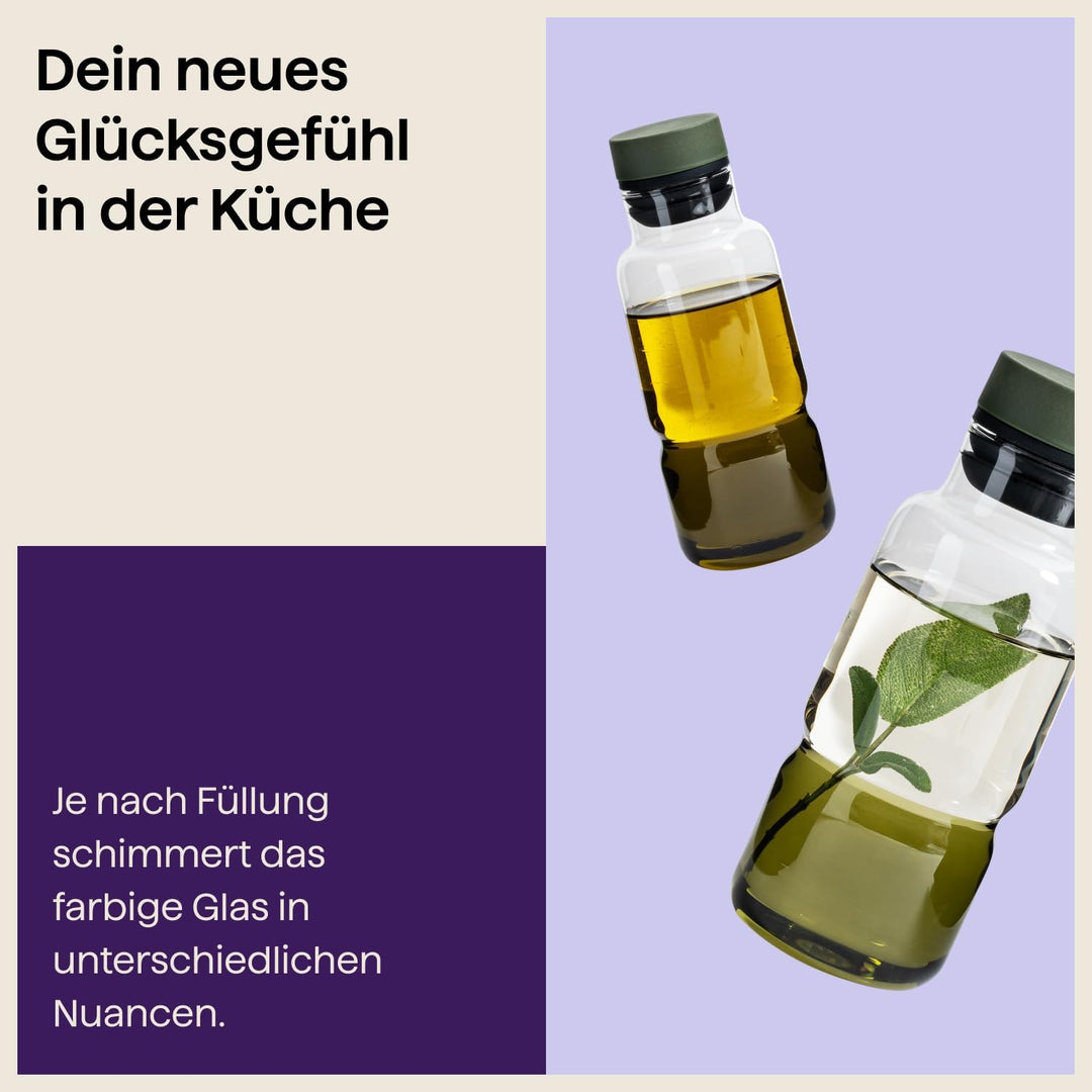 Crushgrind Billund Oil & Vinegar - Essig Öl Flasche Grün | Olivenölflasche aus Borasilkatglas mit Si