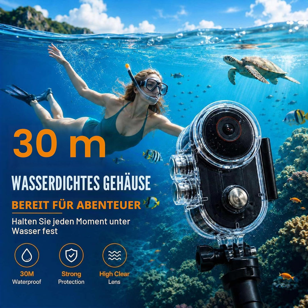 T71M Action Cam 4K, Mini POV- &amp; Helmkamera Mit 6-Achsen-EIS, 154° Weitwinkel, 64 GB MicroSD, Ladecas