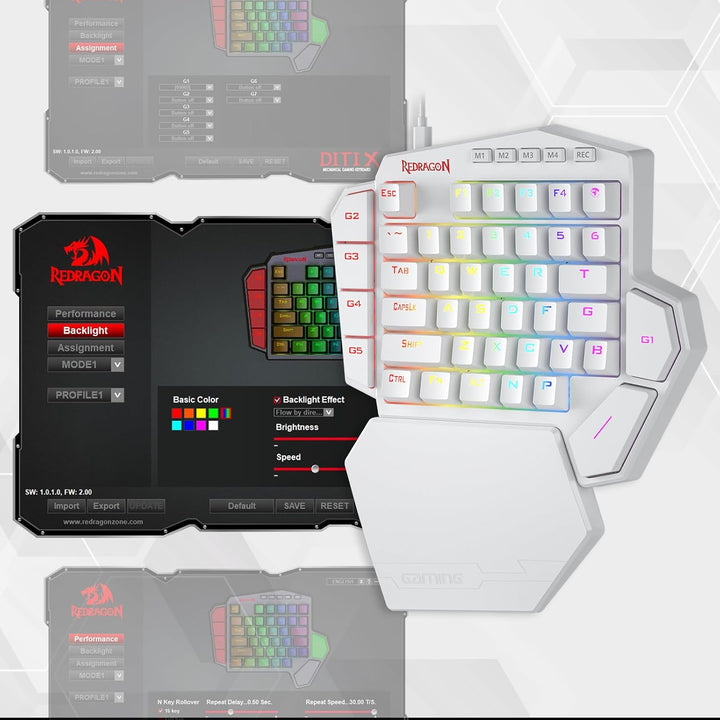 Redragon K585 DITI Einhändige mechanische RGB-Gaming-Tastatur, Typ-C-Profi-Gaming-Tastatur mit 7 int