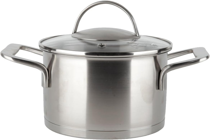 EUROHOME Bratentopf mit Glasdeckel passgenau und induktionsgeeignet - Kochtopf Edelstahl Ø16 cm - Ho