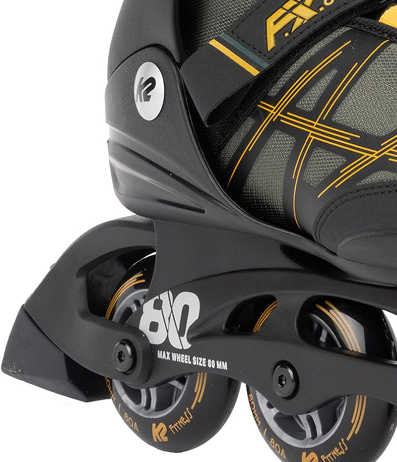 K2 Skate Herren F.i.t. 80 Boa Inline Skates EU: 38 (UK: 5 / US: 6) grey - mustard, EU: 38 (UK: 5 / U