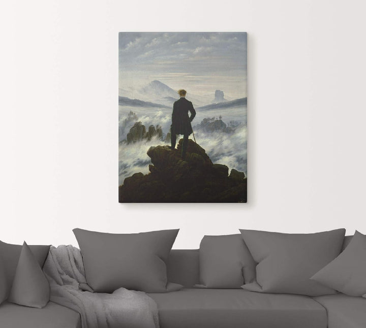 ARTland Leinwandbild Wandbild Bild auf Leinwand 45x60 cm Wanddeko Wandern Berge Wald Wolken Nebel De
