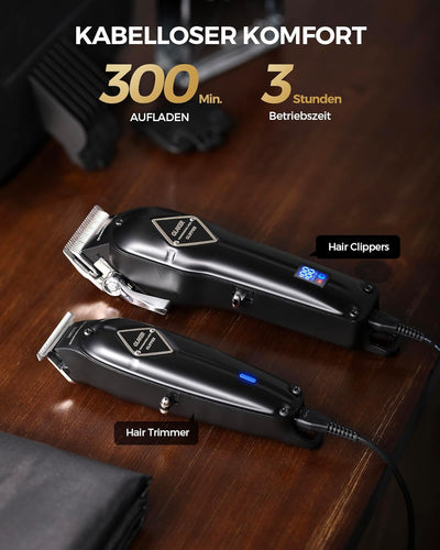 GLAKER Haarschneidemaschine für Herren + Haarschneider Kit, Akku-Friseur Professionelles Haarschneid