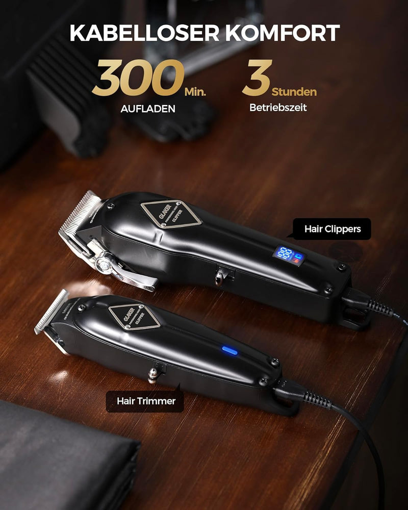 GLAKER Haarschneidemaschine für Herren + Haarschneider Kit, Akku-Friseur Professionelles Haarschneid