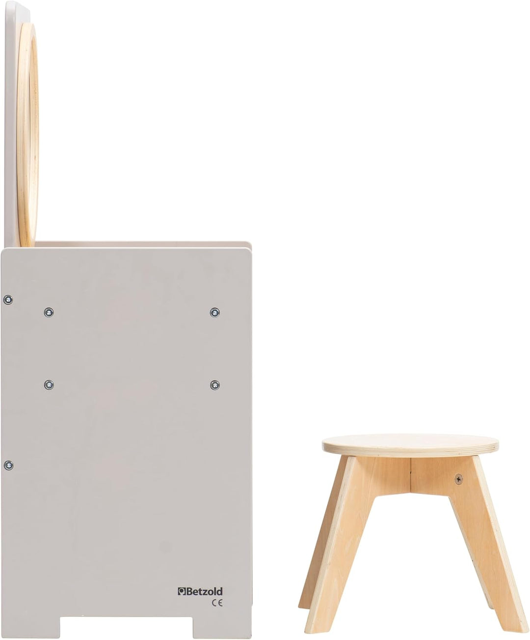Betzold Spiegeltisch, inkl. Hocker – Schminktisch Frisiertisch Waschtisch Natur Grau, Natur Grau