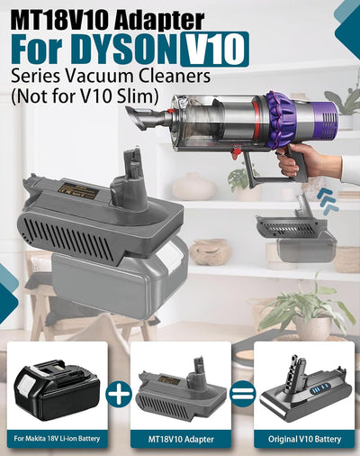 JJXNDO für Dyson V10 Akku Ersatz, V10 Adapter für Makita 18V Li-Ionen Akku Konverter für Dyson V10 A