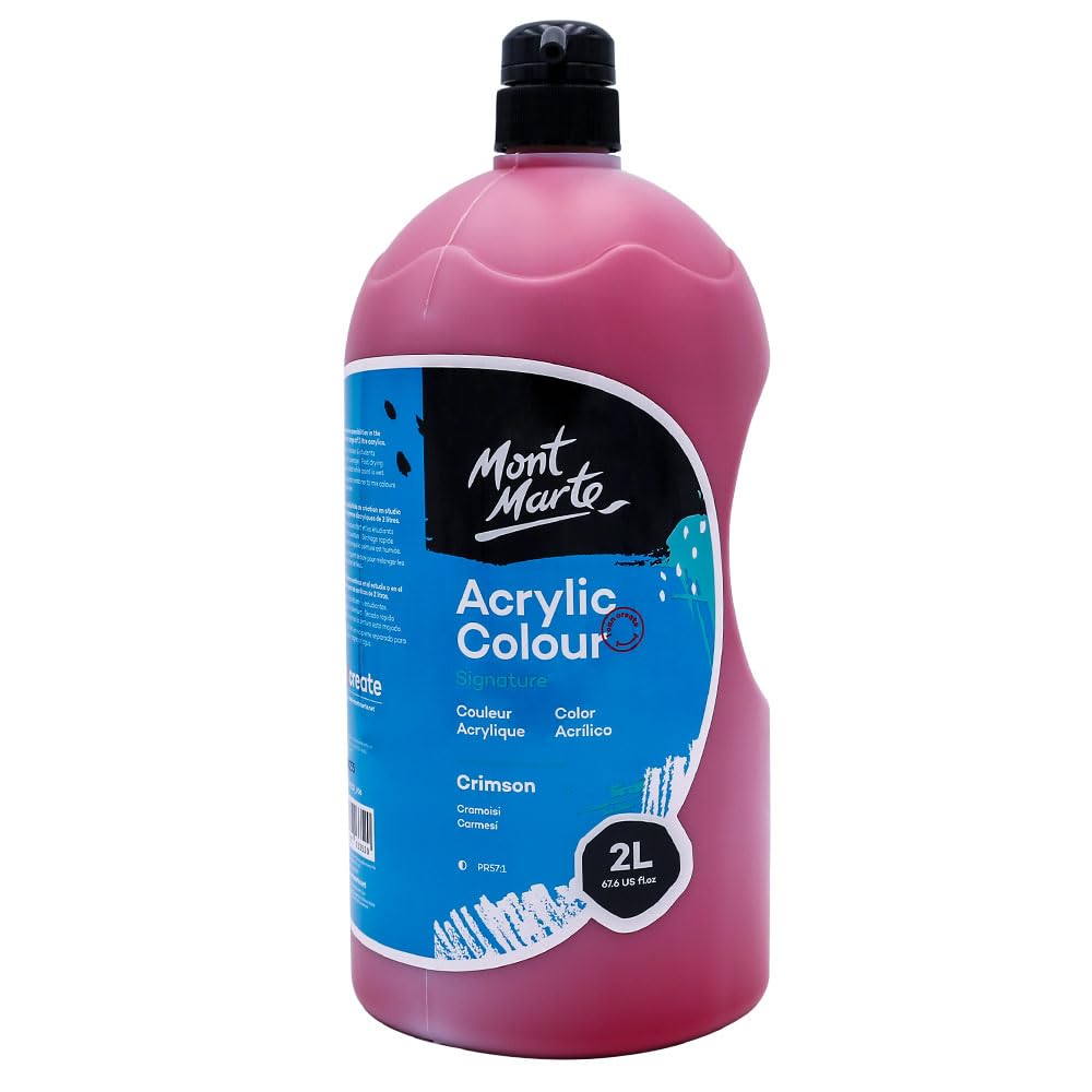 Mont Marte Discovery School Acrylfarbe, karminrot, 2 Liter, ideal für Studenten und Künstler, hervor