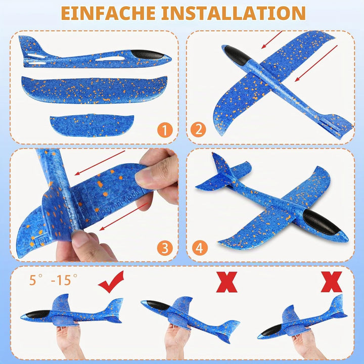 VCOSTORE Styroporflieger Wurfgleiter Kinder - 4 Stück Flugzeug Spielzeug Styropor Segelflieger Gross