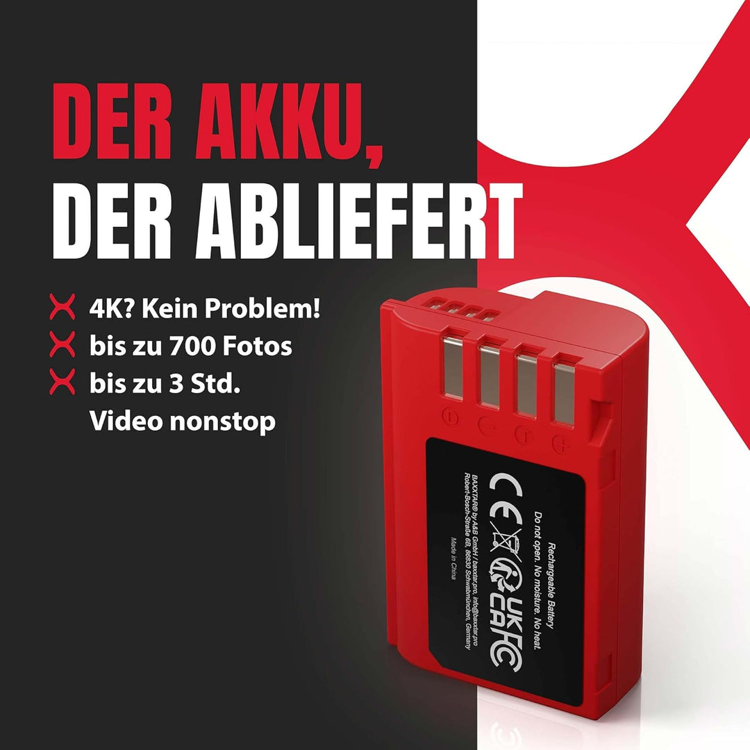 Baxxtar Pro DMW-BLK22 E Kamera-Akku 2X (2400mAh) - kompatibel mit Panasonic DC S5 S5II S5II-X S5K G9