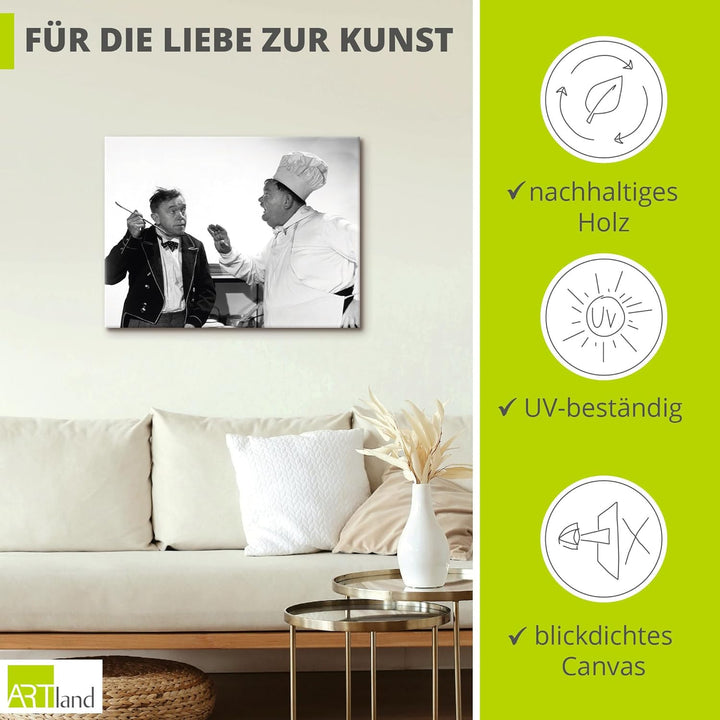 ARTland Leinwandbilder Wandbild Bild auf Leinwand 60x45 cm Wanddeko Dick Doof Die Leibköche seiner M