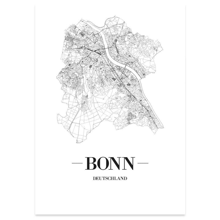 JUNIWORDS Stadtposter, Bonn, Wähle eine Grösse, 60 x 90 cm, Poster, Schrift A, Weiss 60 x 90 cm Schr