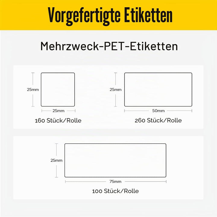 MakeID EP53 Etiketten, Allwetter-PET-Etikettenband mit Farbbandkassette für ID- und Gerätekennzeichn