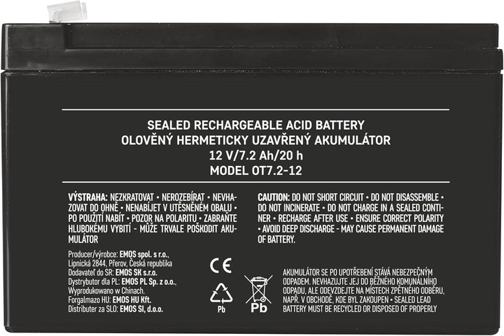 EMOS Wartungsfreier Bleiakku/Bleiakkumulator für USV-Anlagen, Notbeleuchtung, Alarmsysteme, Brandmel