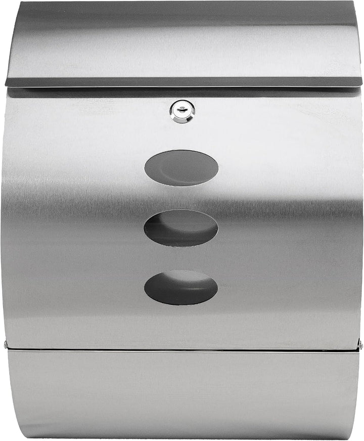 Grafner Design Edelstahl Briefkasten mit Zeitungsfach, abschliessbar – 2 Schlüssel inkl., 3 Sichtfen